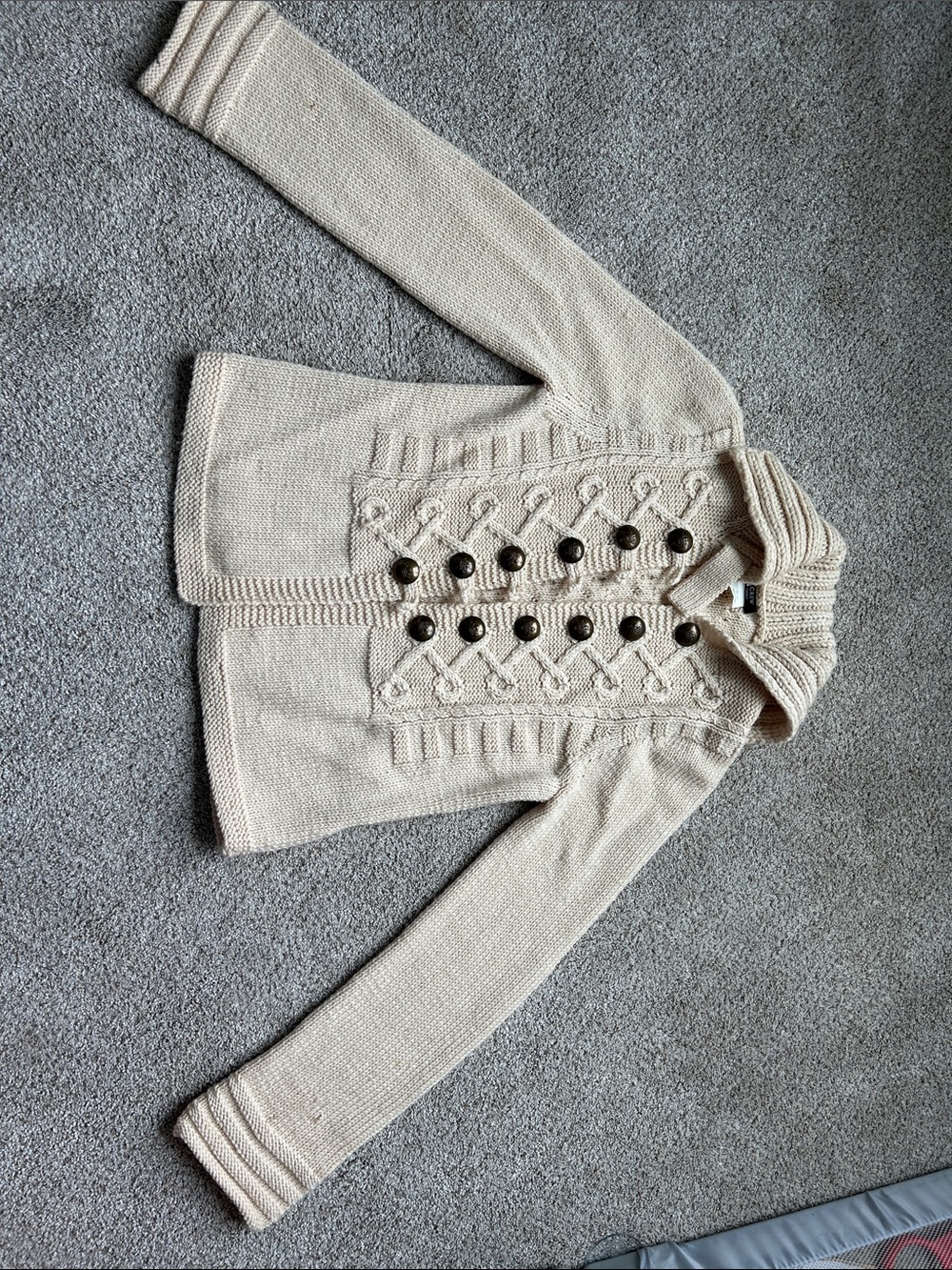 J. Crew Cream Cable Wool Turtleneck Double-Breasted Sweater